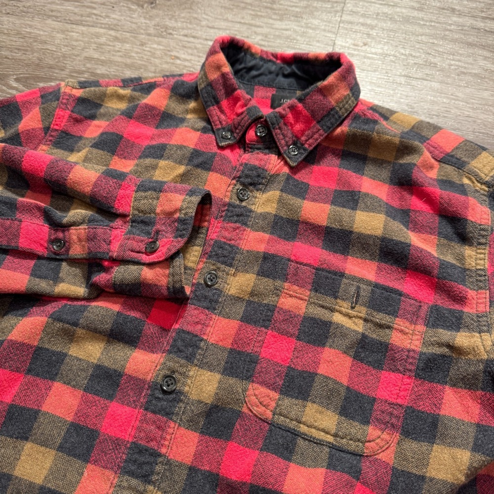J Crew Shirt Men Medium Plaid Elbow Pads Button Sporting Goods Vintage Flannel‎